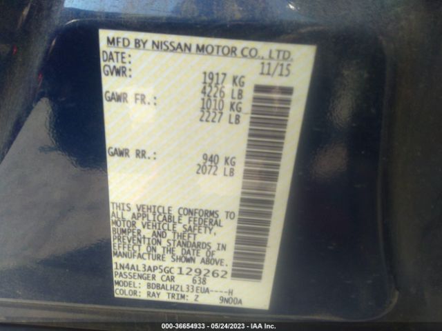 1N4AL3AP5GC129262 Nissan Altima 2.5 Sr