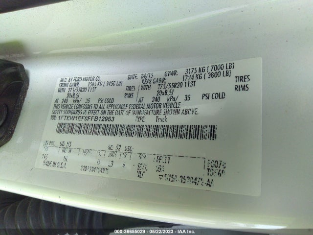 Ford F-150 Xlt/xl/lariat/platinum 2015 1FTEW1EF8FFB12963 Image 10