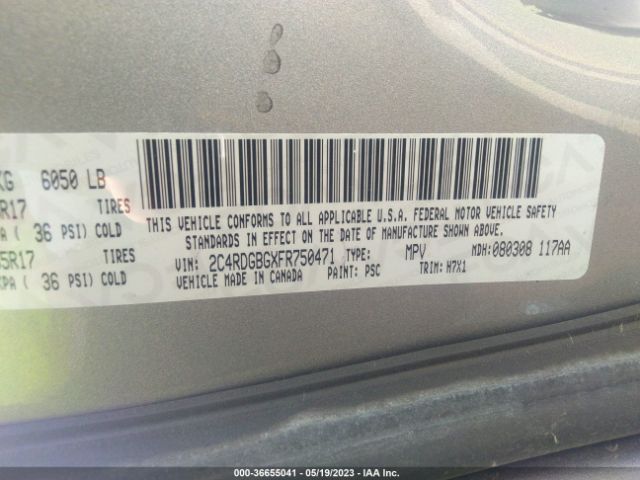 2C4RDGBGXFR750471 Dodge Grand Caravan Se