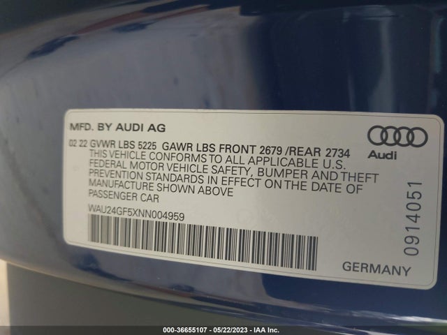 2022 Audi S5, VIN: WAU24GF5XNN004959