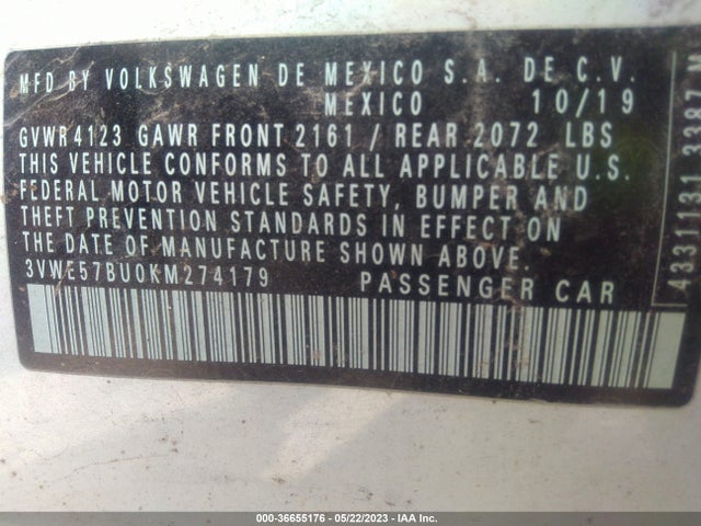 3VWE57BU0KM274179 Volkswagen JETTA SEL