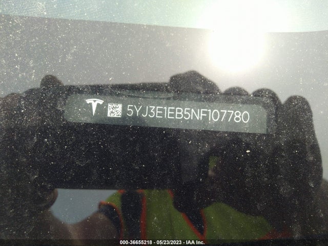 2022 TESLA MODEL 3 LONG RANGE VIN: 5YJ3E1EB5NF107780