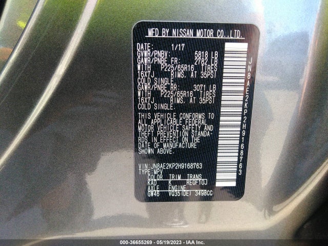 2017 Nissan Quest, VIN: JN8AE2KP2H9168763