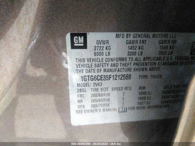 1GTG6CE35F1212588 GMC Canyon 4wd Slt