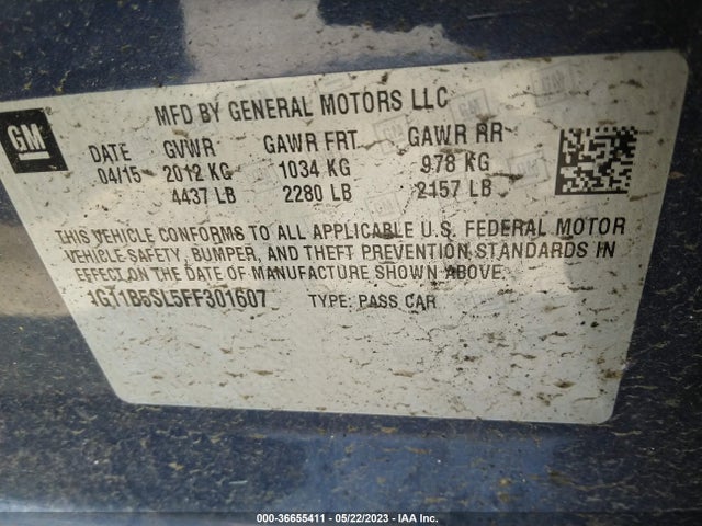 2015 CHEVROLET MALIBU LS VIN: 1G11B5SL5FF301607