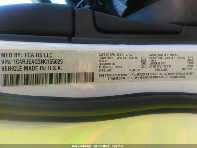 2022 Jeep Grand Cherokee, VIN: 1C4RJEAG3NC155029