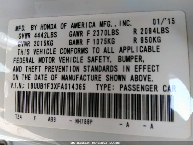 19UUB1F3XFA014365 Acura TLX