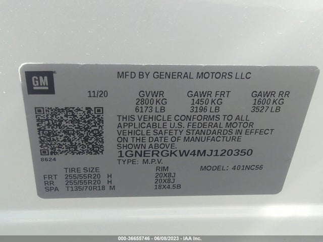 Chevrolet Traverse Lt Cloth 2021 1GNERGKW4MJ120350 Image 9