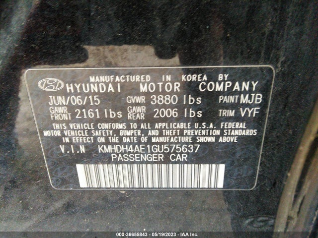 Hyundai ELANTRA SE 2016 KMHDH4AE1GU575637 Image 9