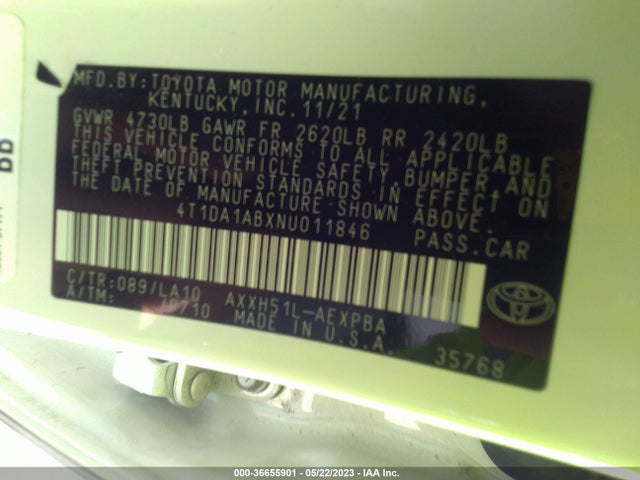 2022 Toyota Avalon, VIN: 4T1DA1ABXNU011846