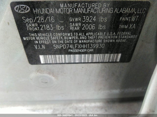 Hyundai ELANTRA SE 2017 5NPD74LFXHH139930 Image 9