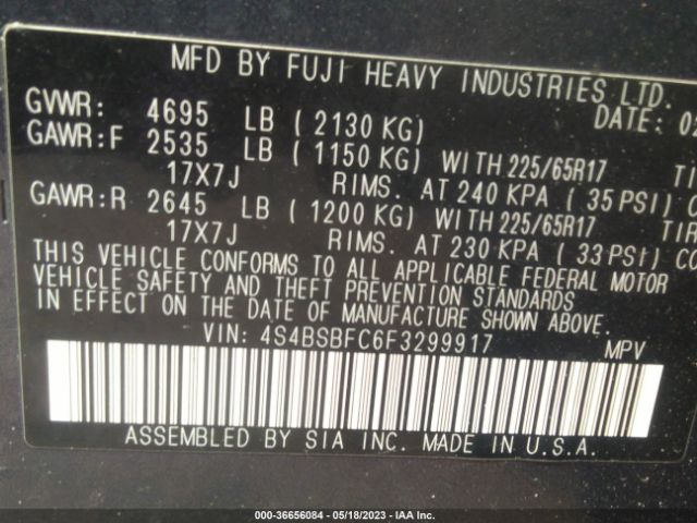 4S4BSBFC6F3299917 Subaru Outback 2.5i Premium