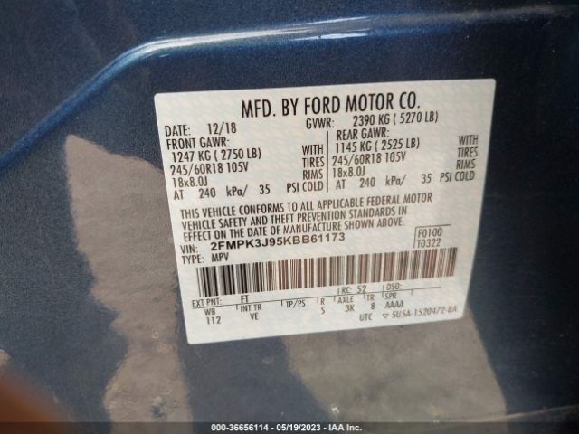 2FMPK3J95KBB61173 Ford EDGE SEL