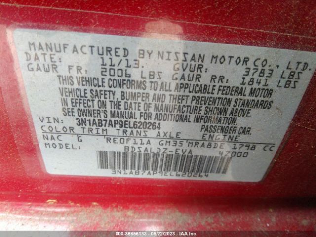 3N1AB7AP9EL620264 Nissan SENTRA SV