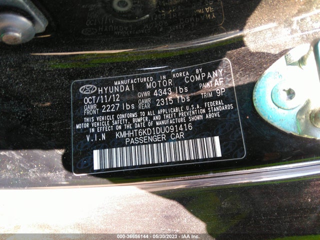 2013 HYUNDAI GENESIS COUPE 2.0T VIN: KMHHT6KD1DU091416