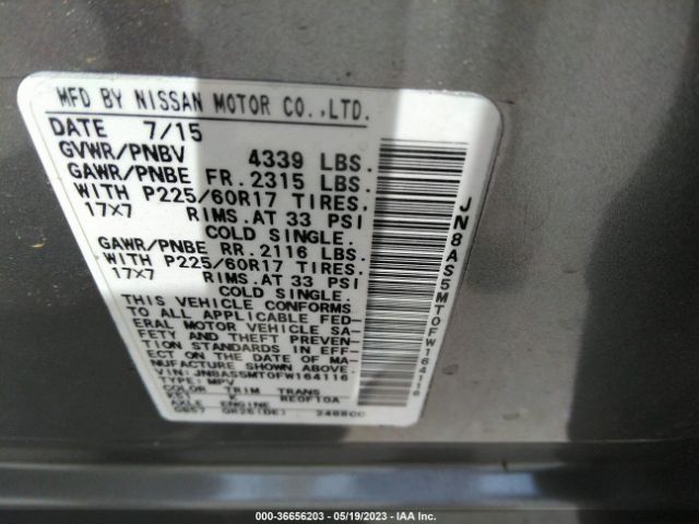 JN8AS5MT0FW164116 Nissan Rogue Select S