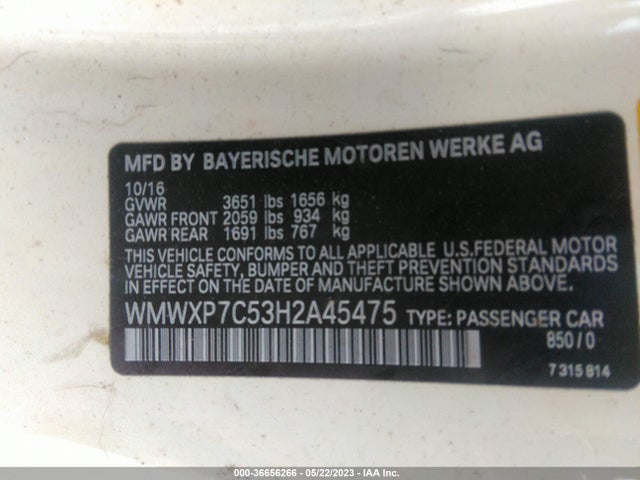 2017 Mini Cooper, VIN: WMWXP7C53H2A45475