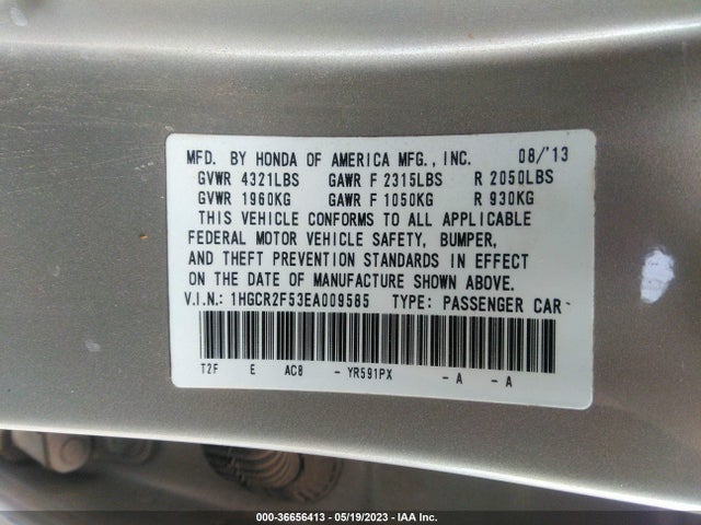 Honda Accord Sedan Sport 2014 1HGCR2F53EA009585 Image 9