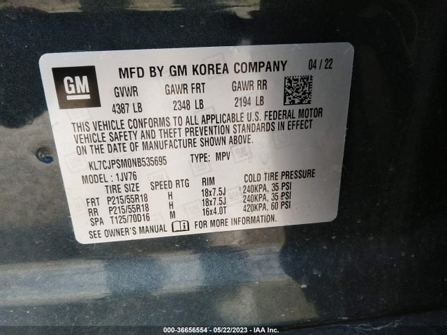 Chevrolet Trax Lt 2022 KL7CJPSM0NB535695 Image 9