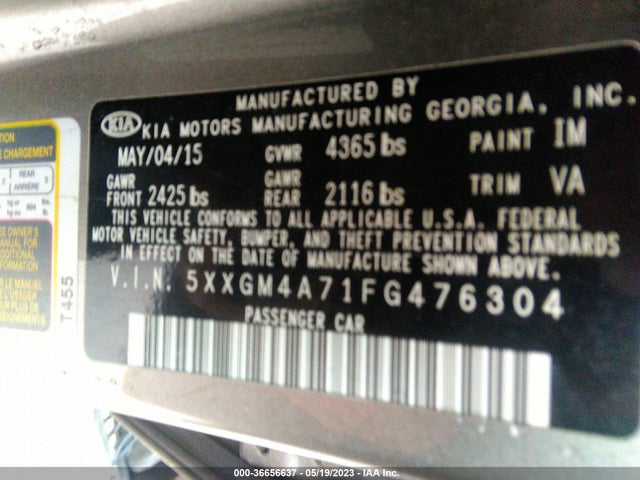 KIA Optima Lx 2015 5XXGM4A71FG476304 Image 9