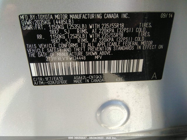 Toyota Rav4 Limited 2015 2T3YFREV1FW134448 Image 11