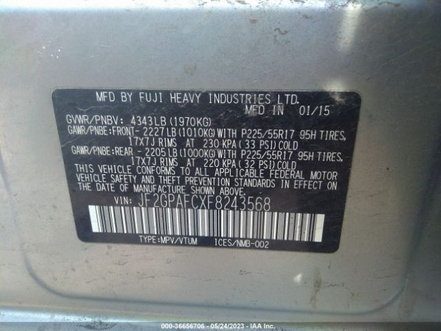 JF2GPAFCXF8243568 Subaru Xv Crosstrek Premium