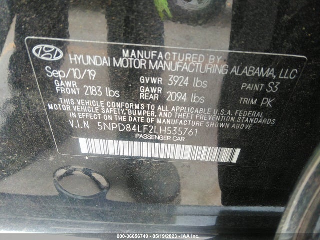 Hyundai ELANTRA SEL 2020 5NPD84LF2LH535761 Image 10