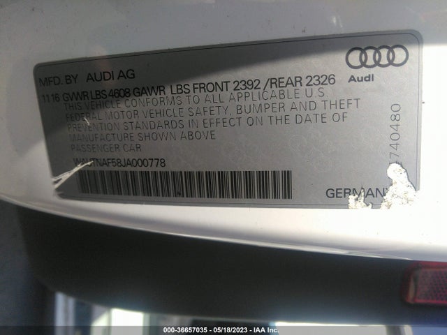 WAUTNAF58JA000778 Audi A5 Coupe Premium Plus