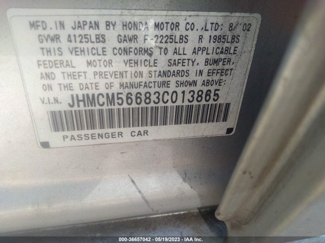 2003 HONDA ACCORD SDN EX VIN: JHMCM56683C013865