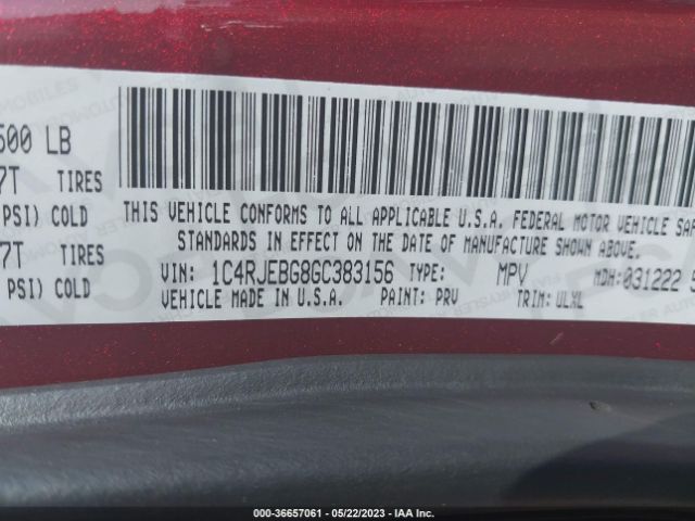 1C4RJEBG8GC383156 Jeep Grand Cherokee Limited