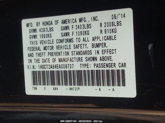 Honda Accord Coupe Ex-l 2014 1HGCT2A84EA008707 Image 9