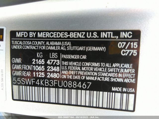 55SWF4KB3FU088467 Mercedes-Benz C-class C 300