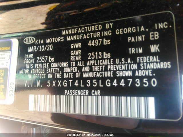 KIA Optima Se 2020 5XXGT4L35LG447350 Image 9