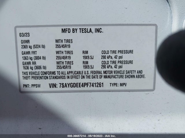 Tesla Model Y Long Range 2023 7SAYGDEE4PF741261 Image 13