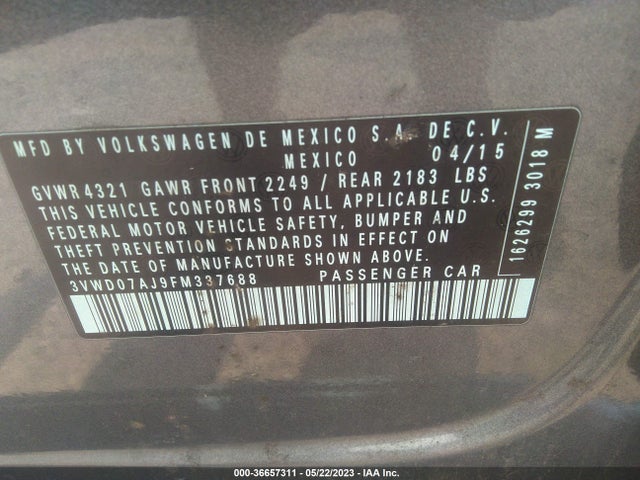 2015 VOLKSWAGEN JETTA SEDAN 1.8T SE VIN: 3VWD07AJ9FM337688