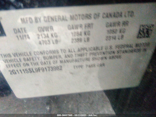 Chevrolet IMPALA LT 2015 2G1115SL9F9173982 Image 11