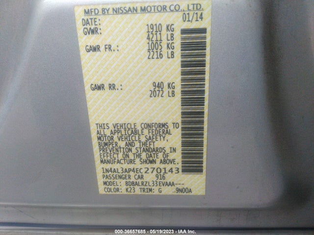 Nissan ALTIMA 2.5 2014 1N4AL3AP4EC270143 Image 11