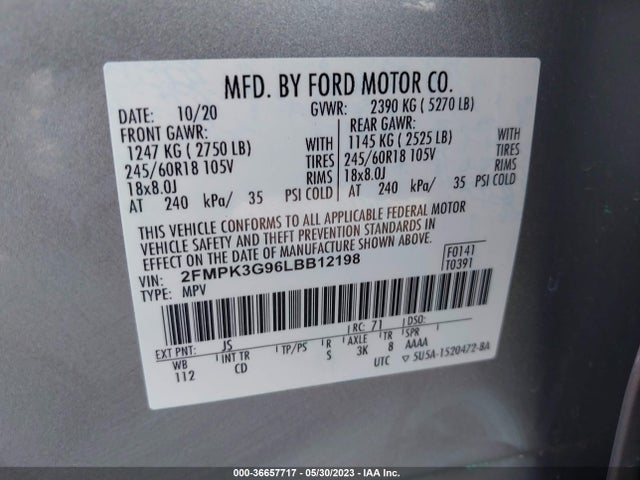 Ford EDGE SE 2020 2FMPK3G96LBB12198 Image 11