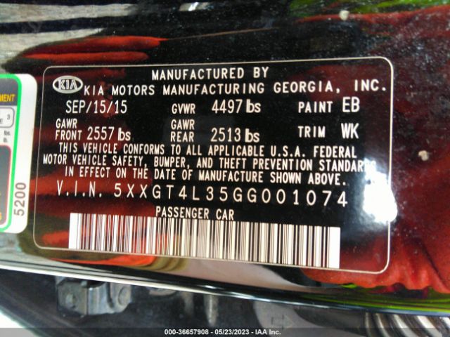 5XXGT4L35GG001074 KIA Optima Lx