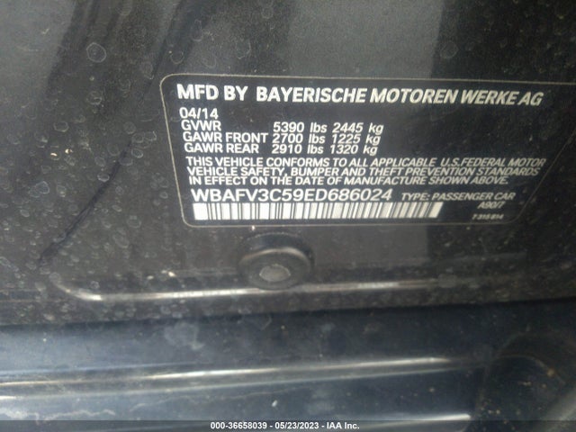 BMW 5 Series 535d Xdrive 2014 WBAFV3C59ED686024 Image 9