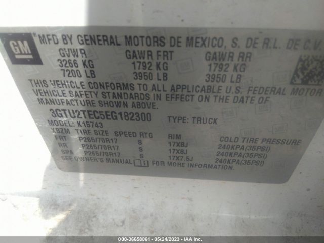 3GTU2TEC5EG182300 GMC SIERRA 1500