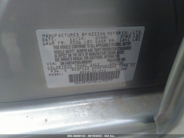 3N1AB7AP3EL695297 Nissan SENTRA SV