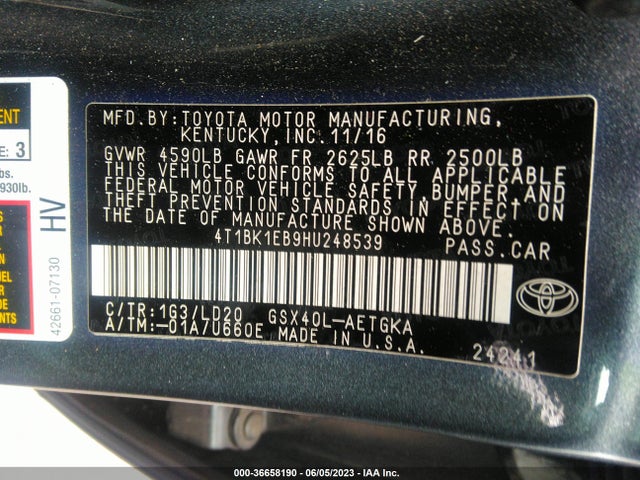 Toyota Avalon Xle/xle Plus 2017 4T1BK1EB9HU248539 Image 11