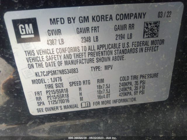 Chevrolet Trax Lt 2022 KL7CJPSM7NB534883 Image 11