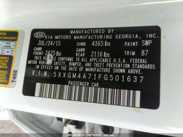 5XXGM4A71FG501637 KIA Optima Lx