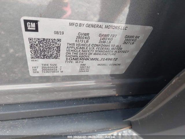 Chevrolet Traverse Lt Leather 2020 1GNERHKW0LJ149672 Image 9