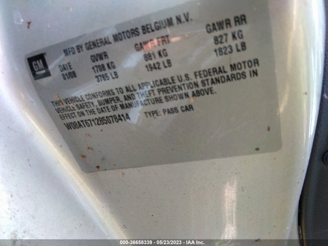 2008 SATURN ASTRA XR VIN: W08AT671285078414