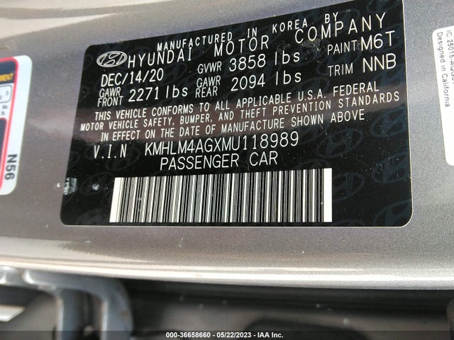 Hyundai ELANTRA SEL 2021 KMHLM4AGXMU118989 Image 10