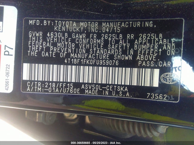 Toyota CAMRY SE 2015 4T1BF1FK0FU959076 Image 11