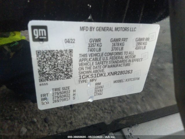 1GKS1DKLXNR280263 GMC YUKON DENALI